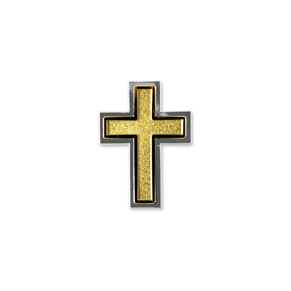 Christliches Kreuz Anstecknadel - Goldfarbenes Jesus Kruzifix Pin
